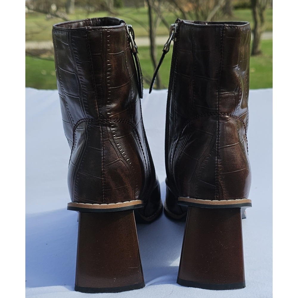 MOTIMODEN Womens Booties Low Mid Heel Ankle Boots Square Toe Chunky Short Size 9 - Picture 9 of 13